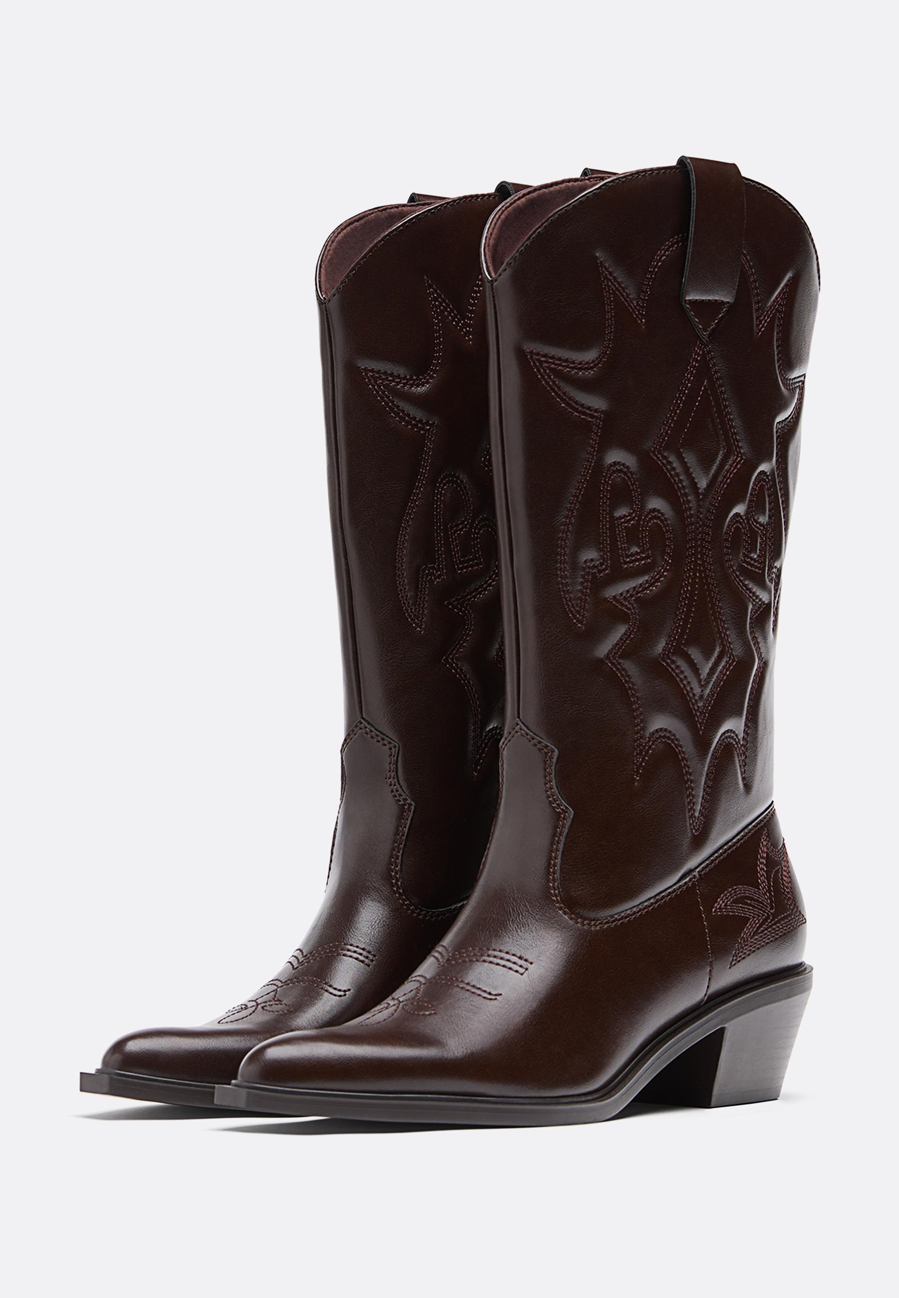 Heeled cowboy boots — BROWN