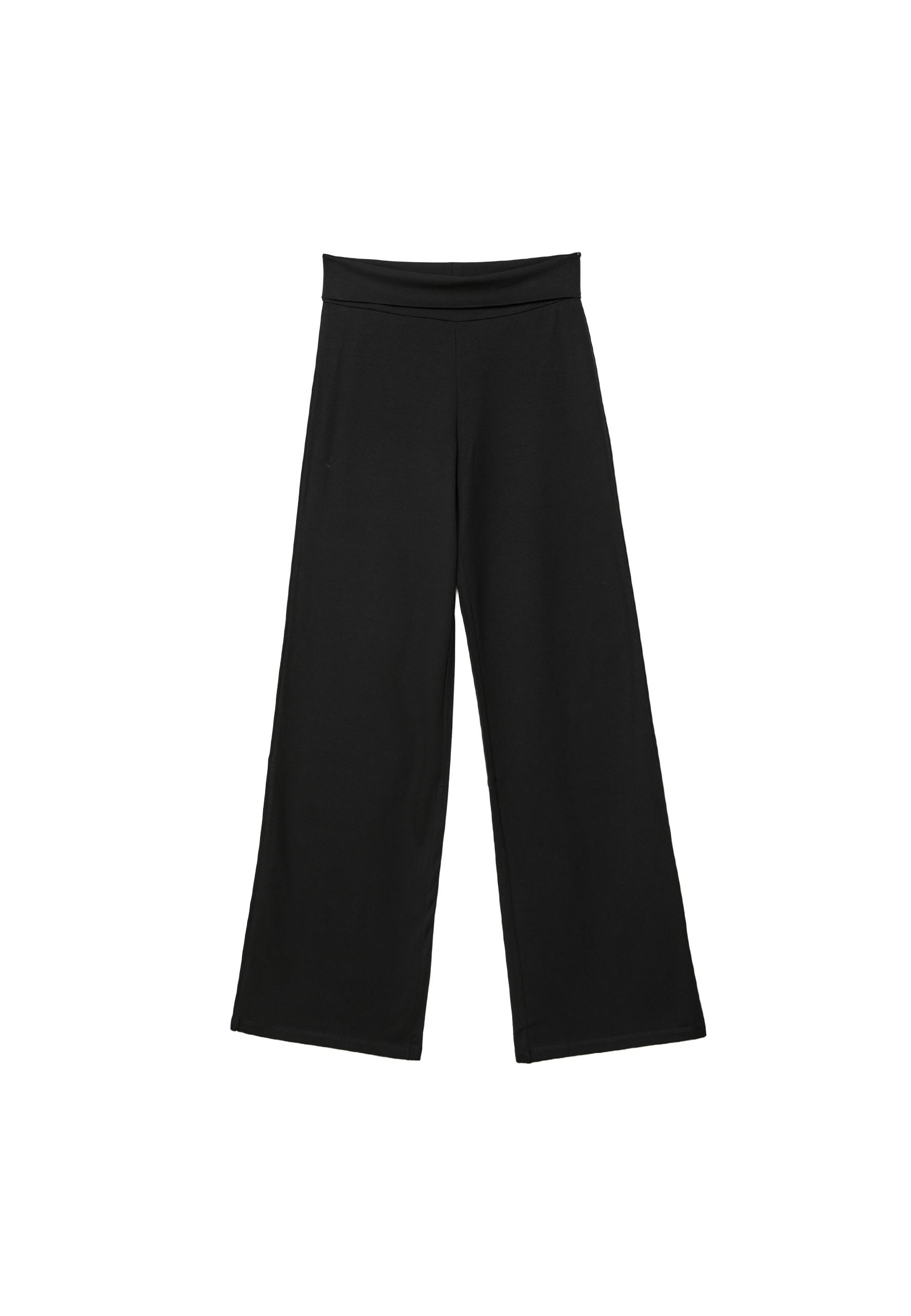 Mesh trousers with fold-over waist — Black