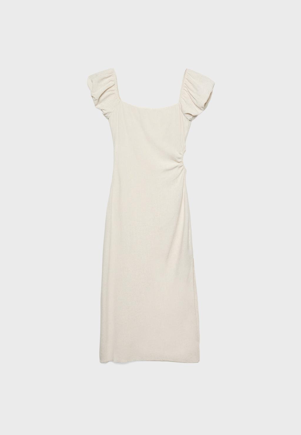 Robe midi manches bouffantes en lin