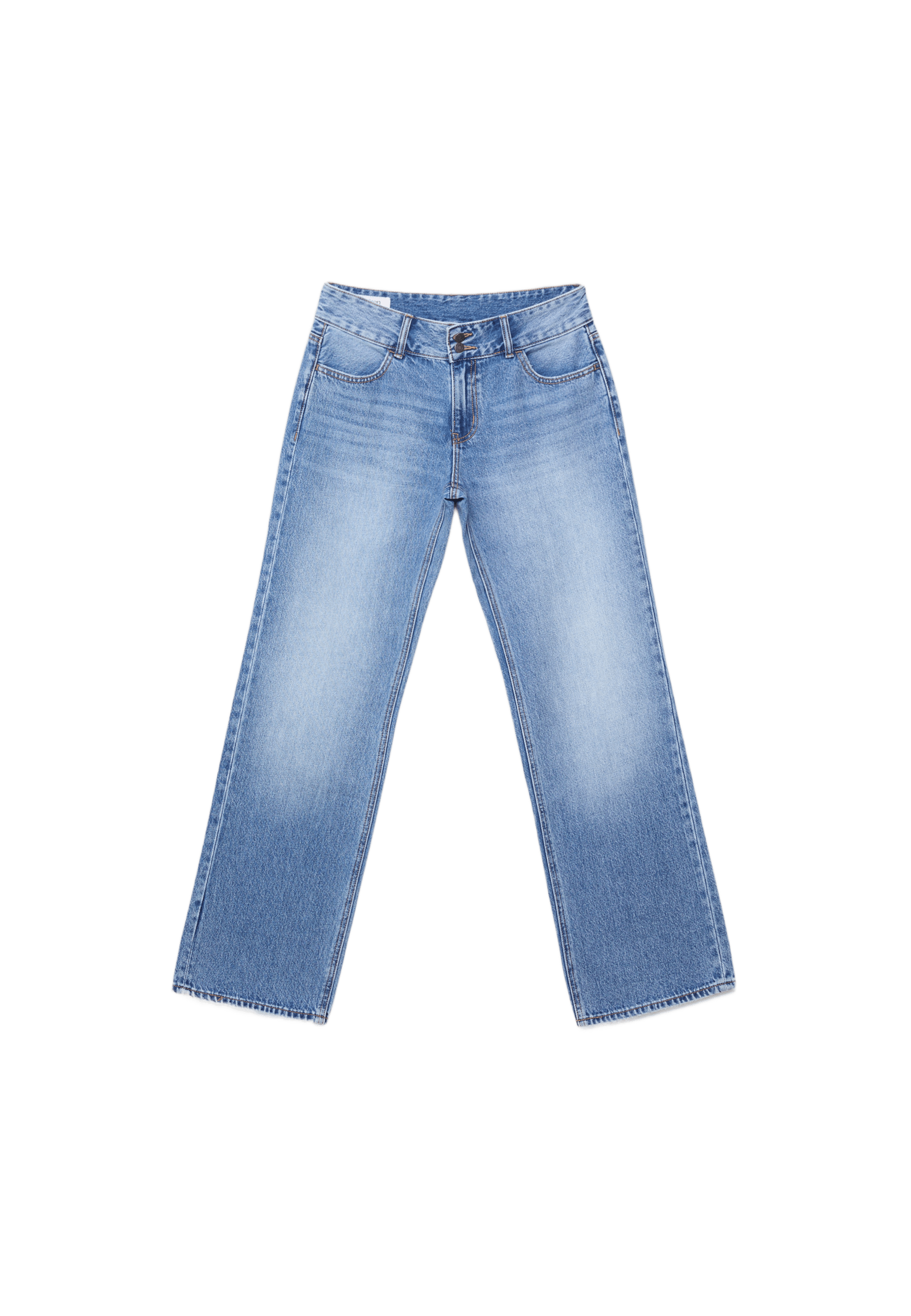 Düşük bel çift düğmeli straight fit jean - Görsel 10