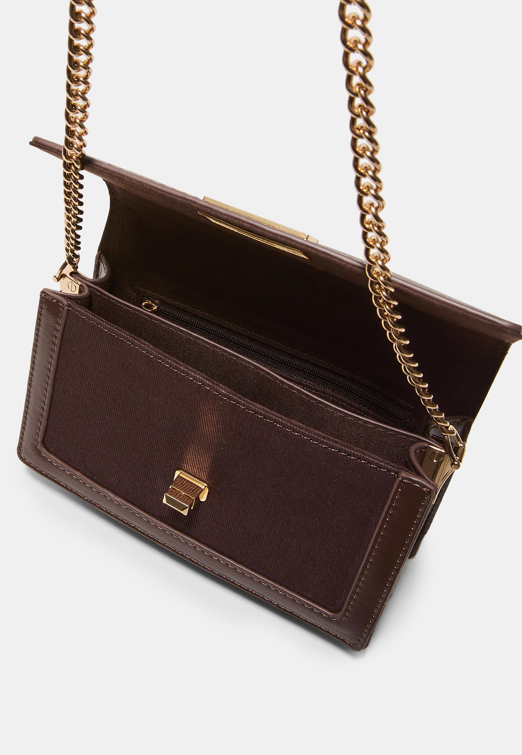 Contrast canvas crossbody bag — Brown