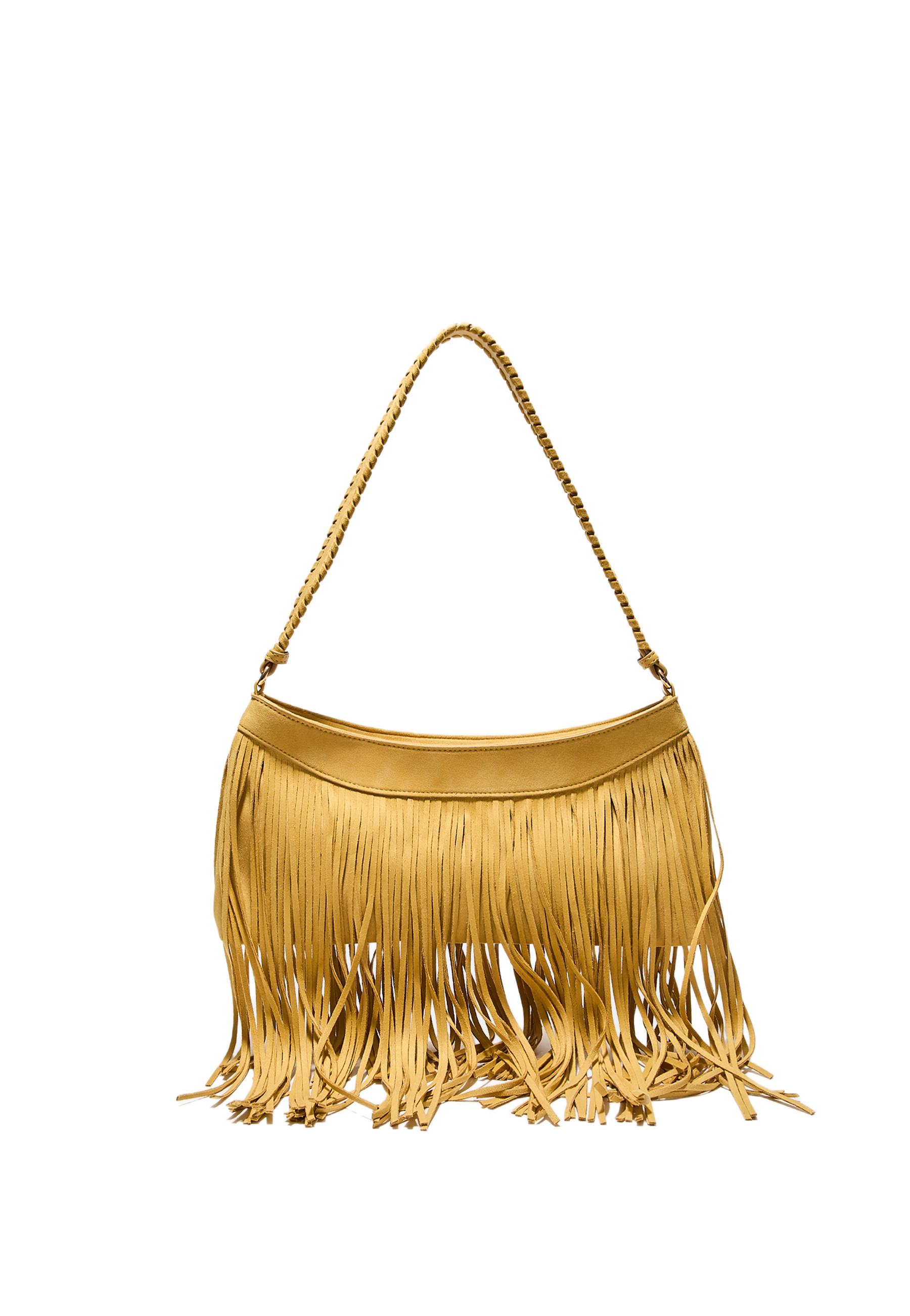 Long fringed shoulder bag — Mustard