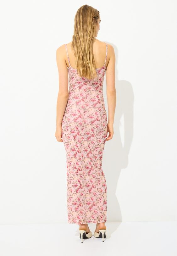 vestido midi tirantes fruncido print