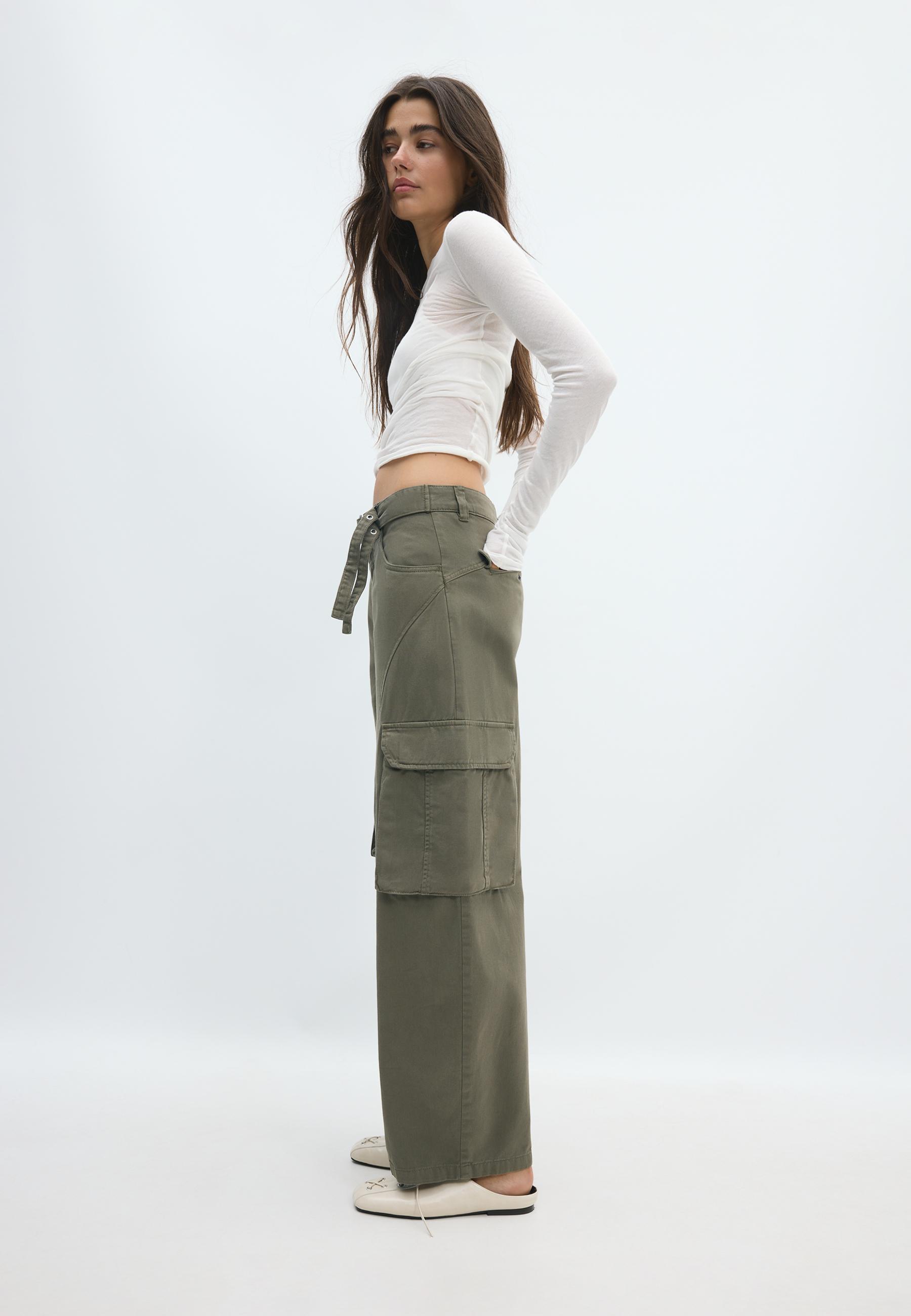 Barrel cargo trousers — Khaki