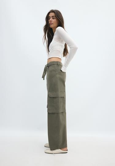 Barrel cargo trousers — Khaki 1