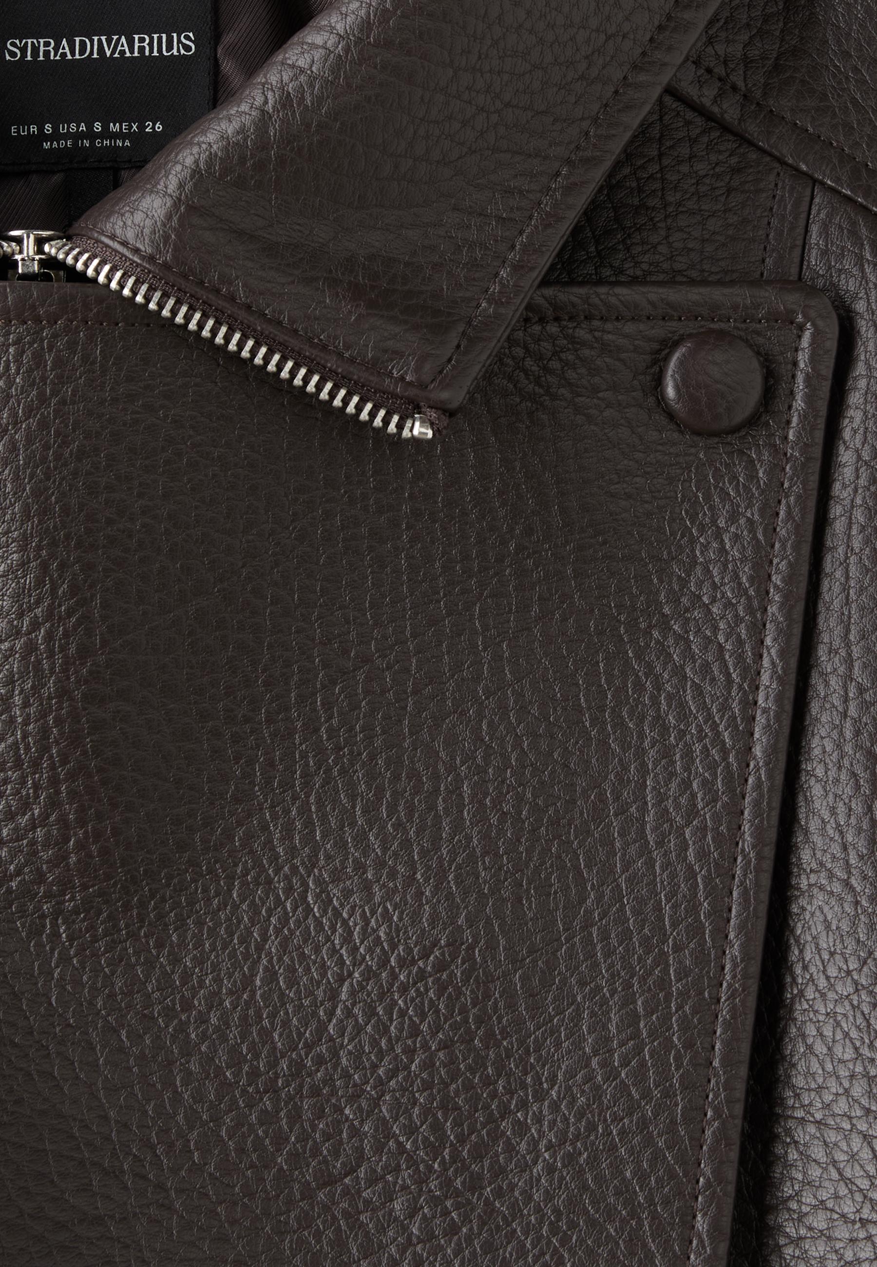 Oversize faux leather biker jacket — Brown