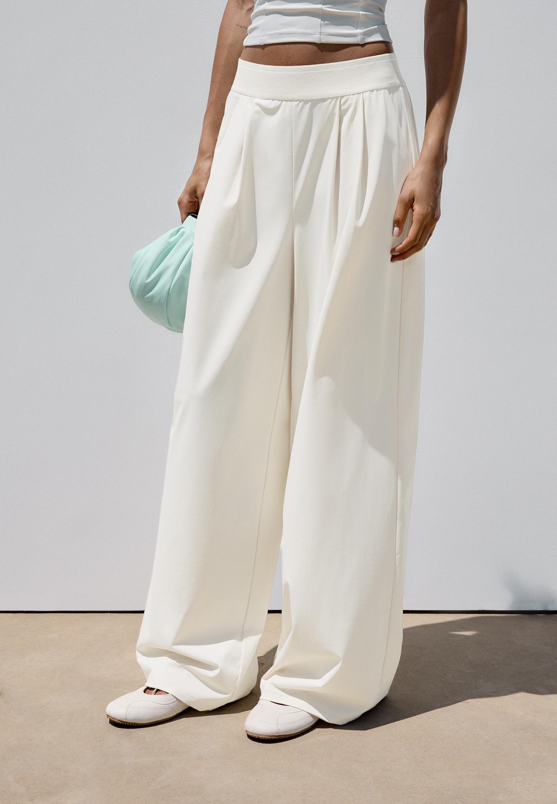 Elasticated waist palazzo joggers — Stone