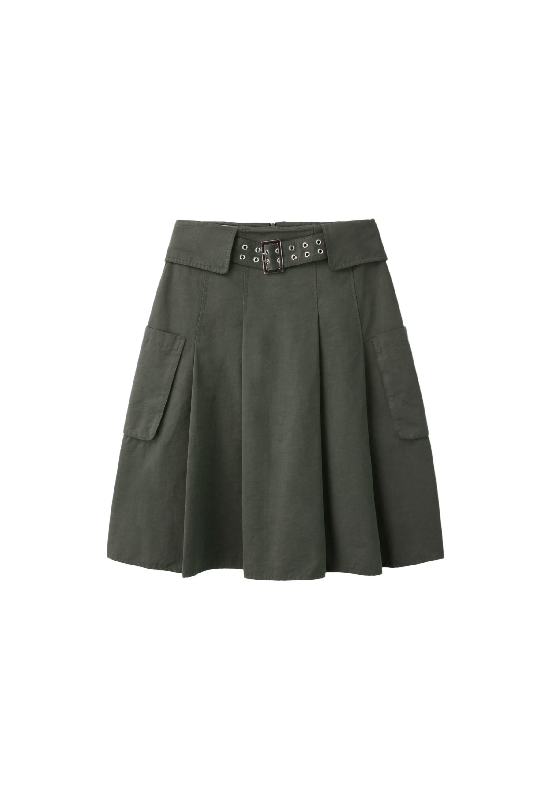 Utility pocket midi skirt — Khaki