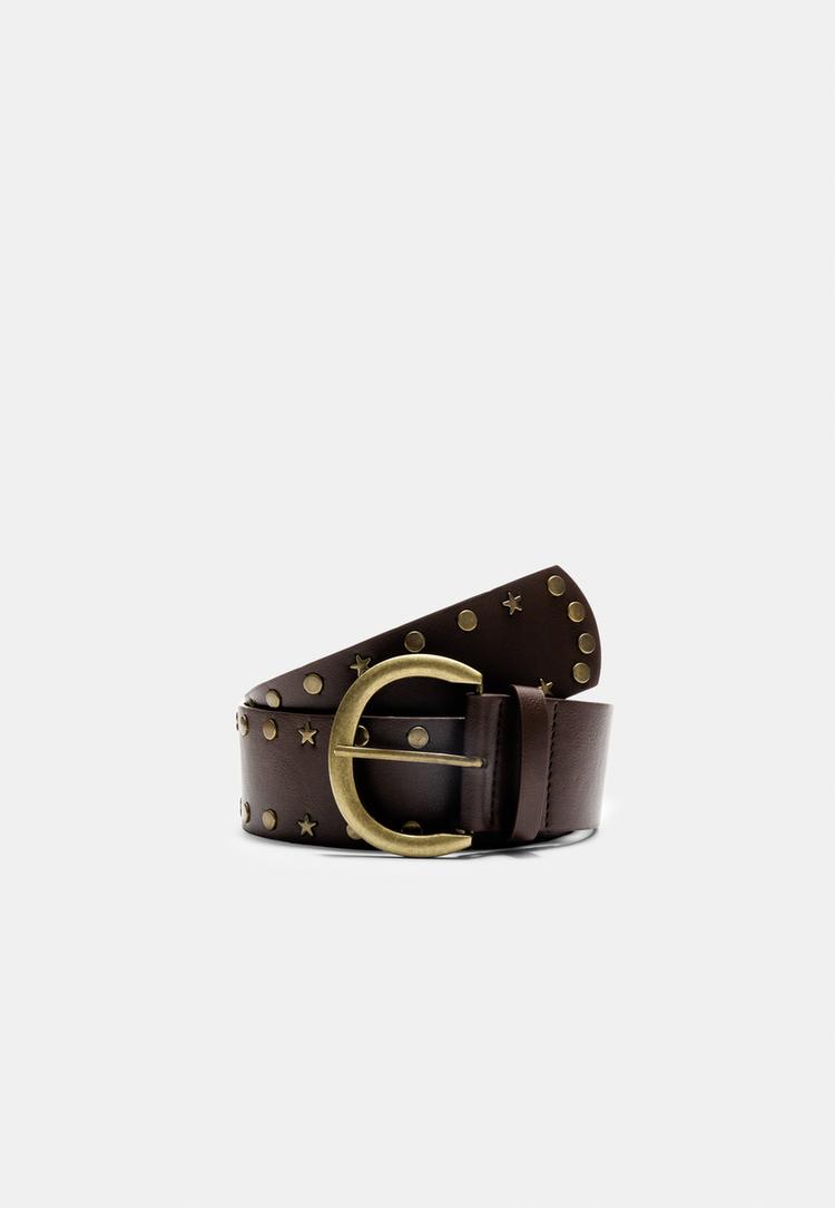 cinturon ancho tachas estrellas
