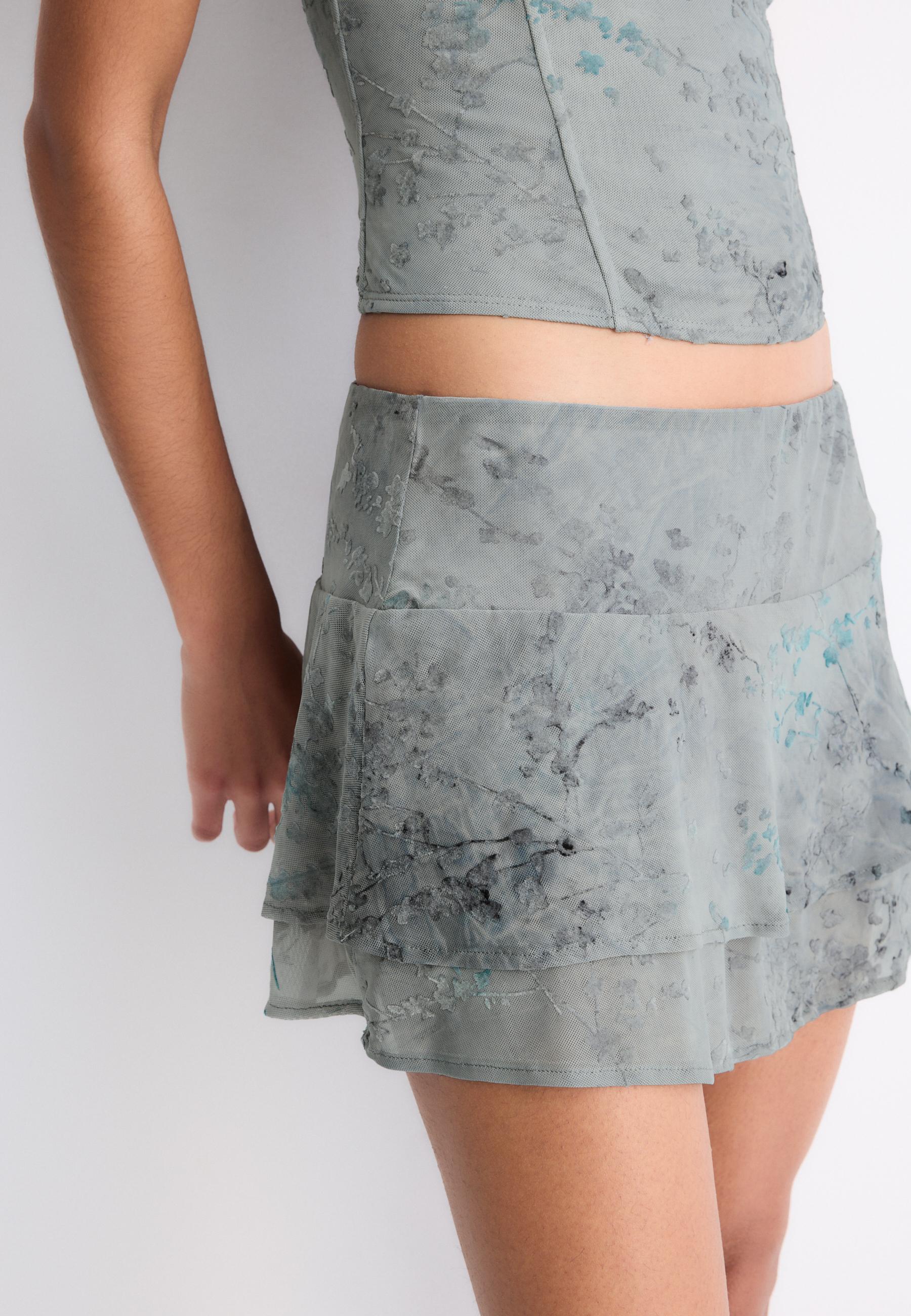 Flocked tulle skort — Grey