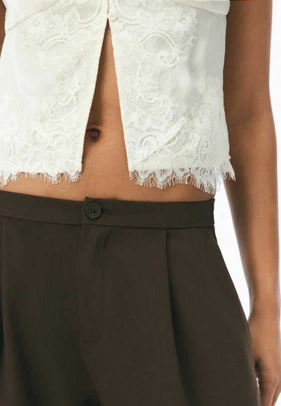 satijnen kanten top met bandjes