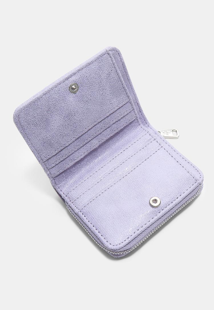 zipped faux suede card holder purse