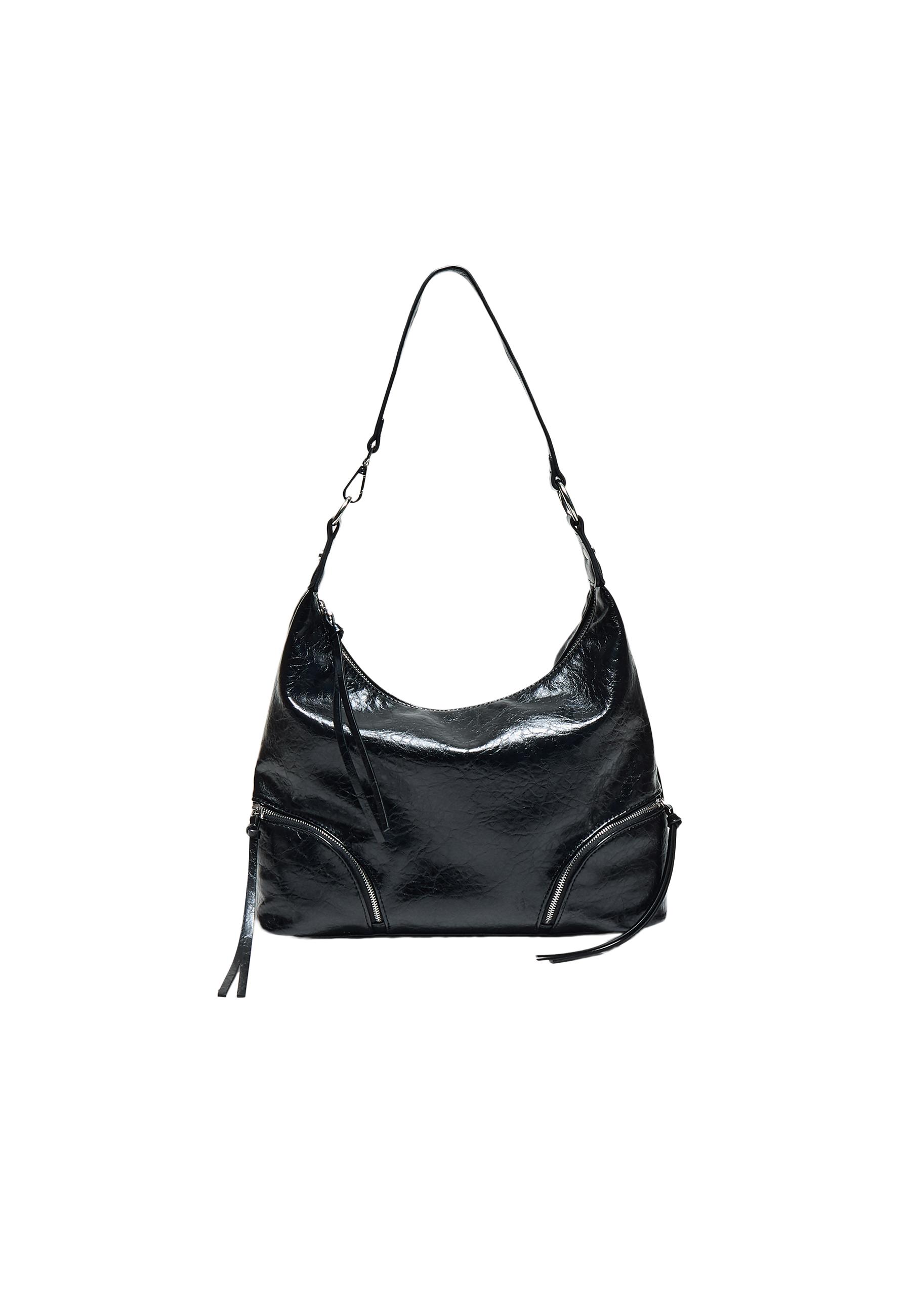 Shoulder bag with zips — Black