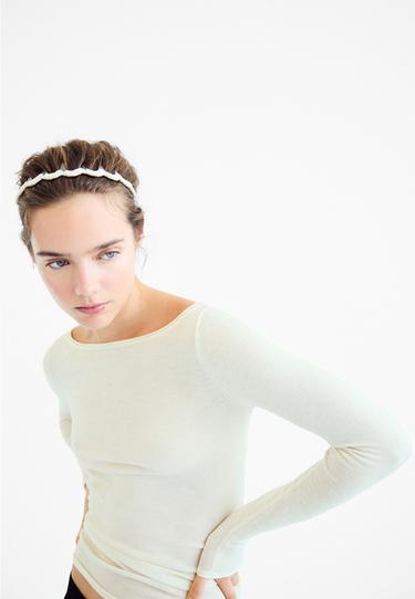 Basic wool and silk boat neck jumper — Vanilla 2