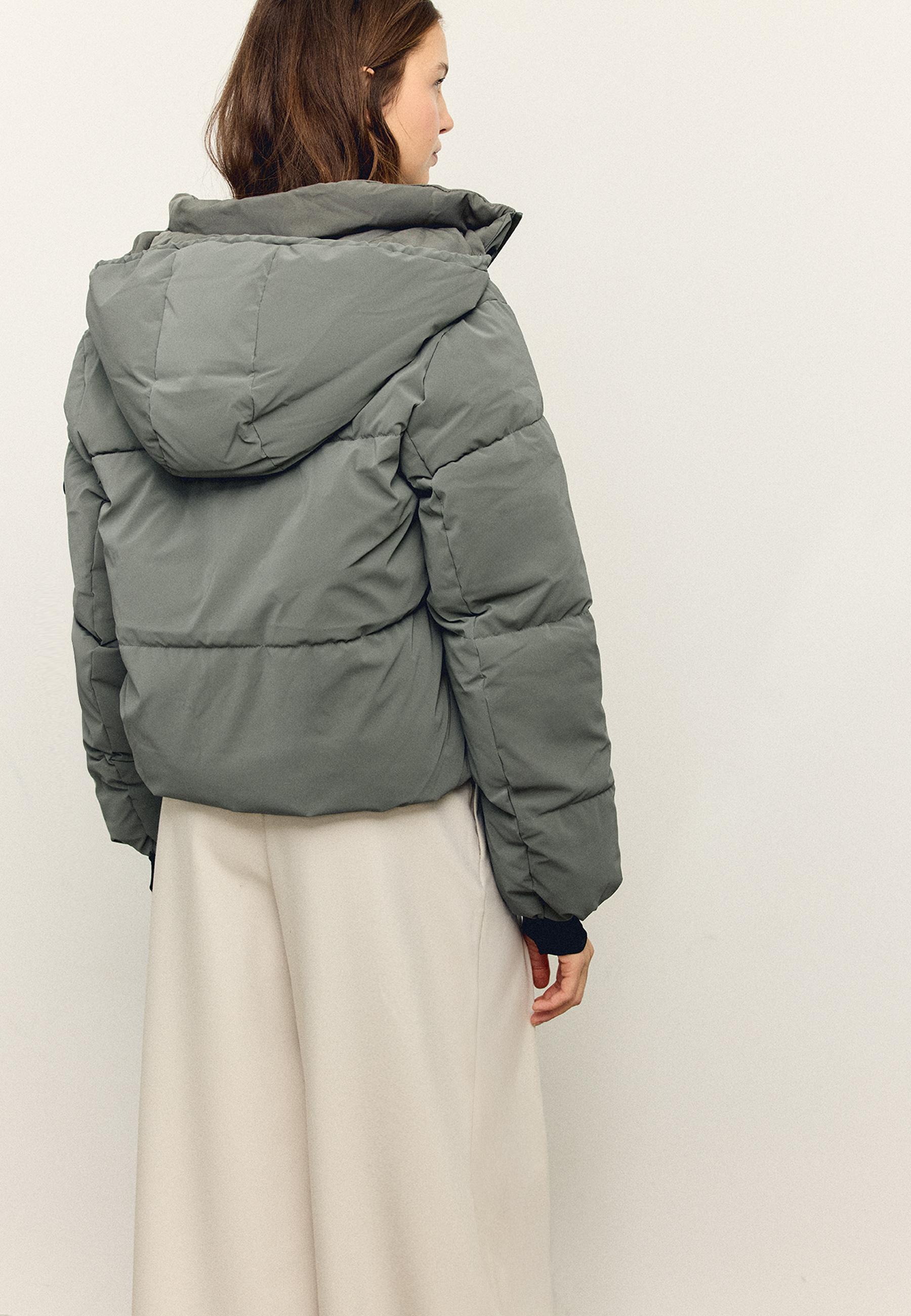 Hooded puffer jacket — Khaki