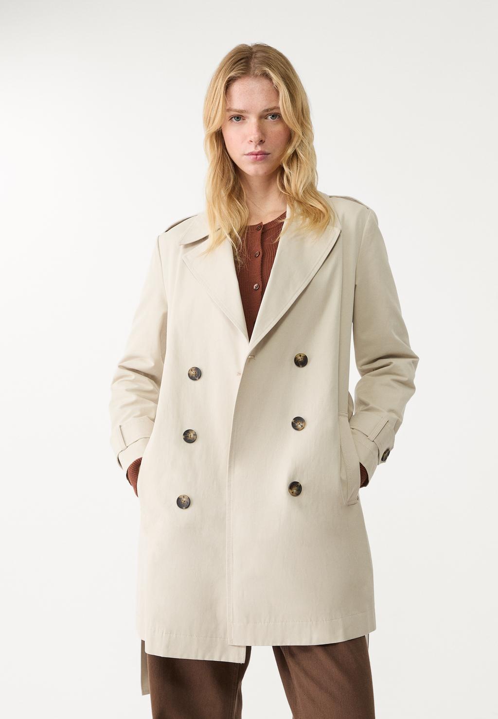 Basic regular fit trench coat with belt