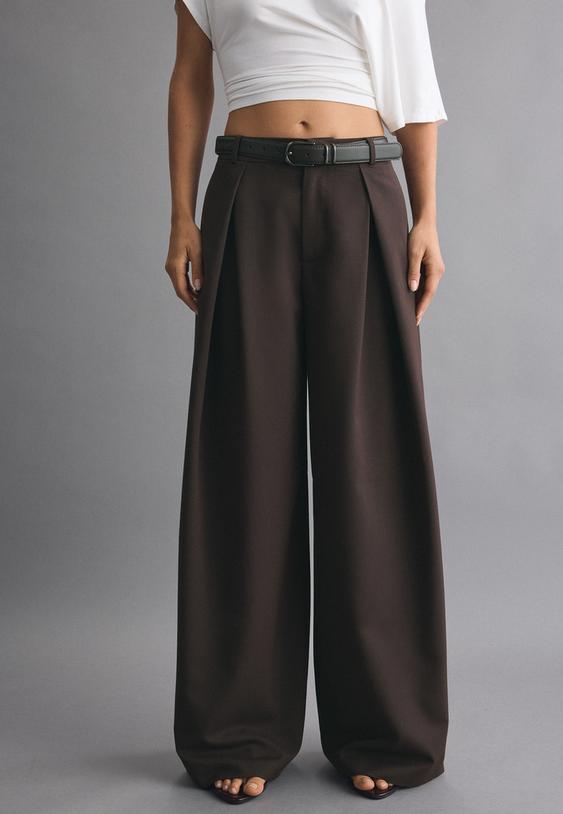 pantalon wide leg pinzas cinturon