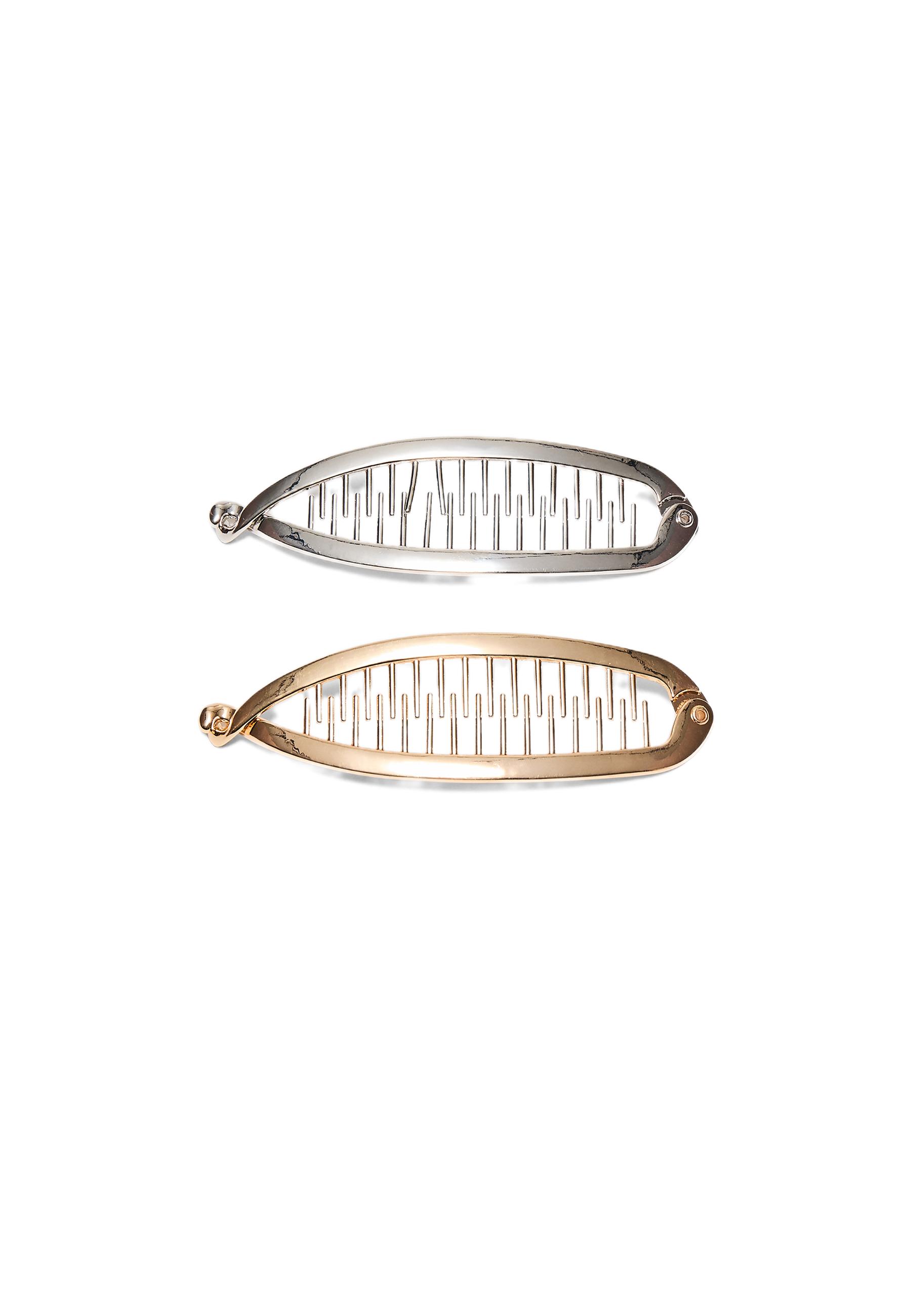 Set of 2 metal banana clips — Gold