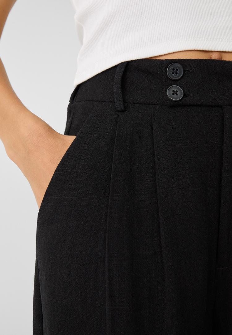 pantalon culotte con lino