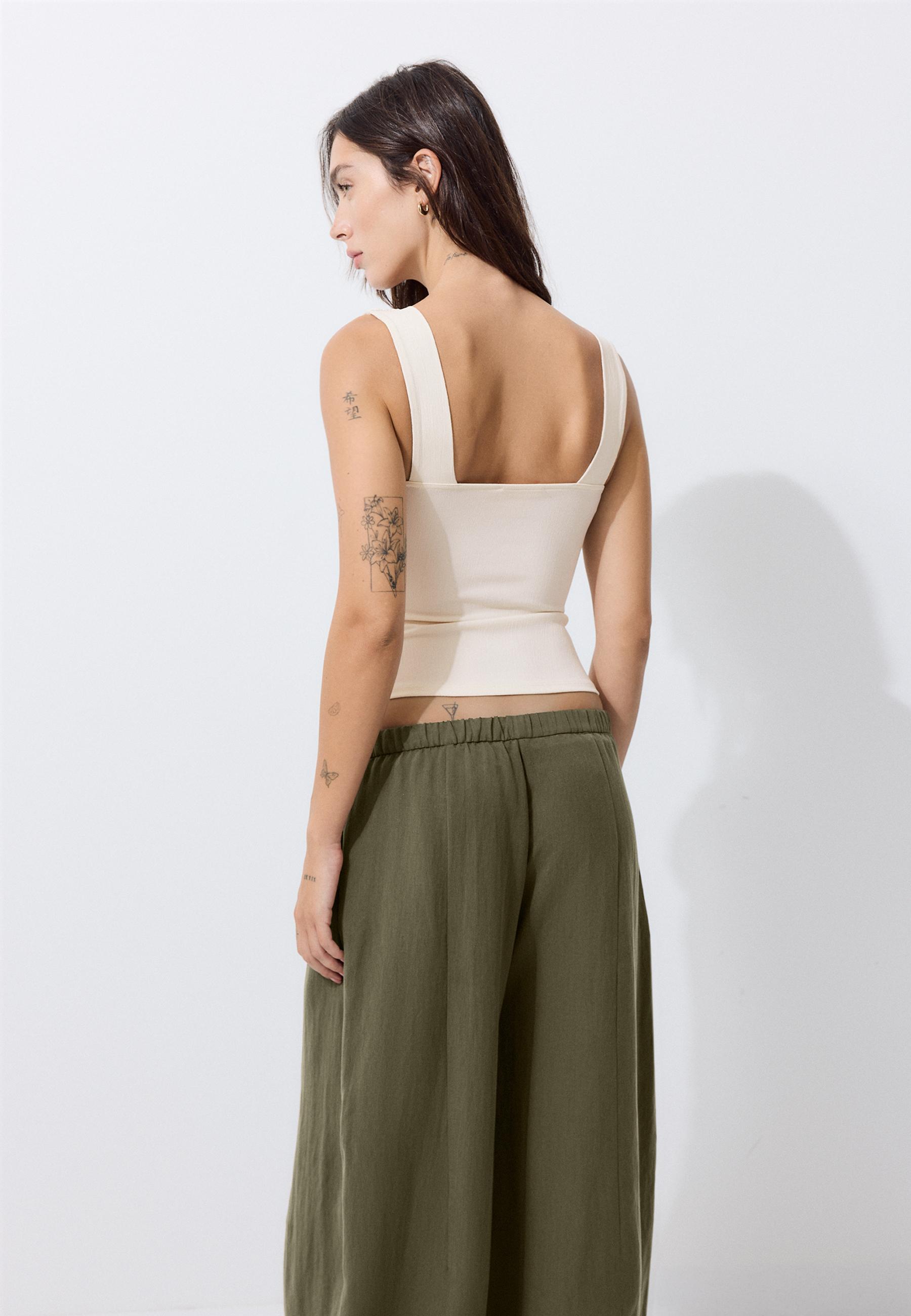 Fitted wide-strap top — Ice