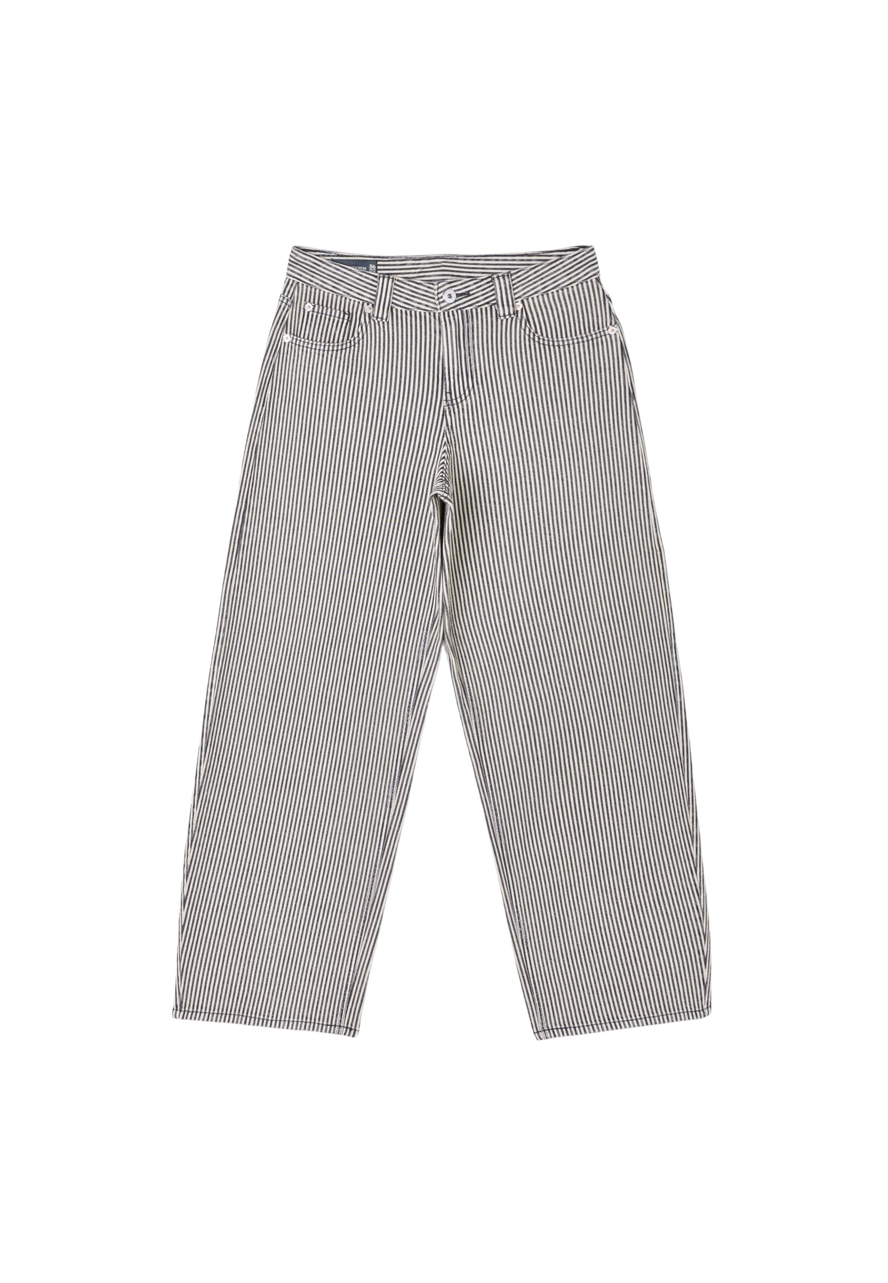 D80 striped barrel-leg jeans — Dark grey