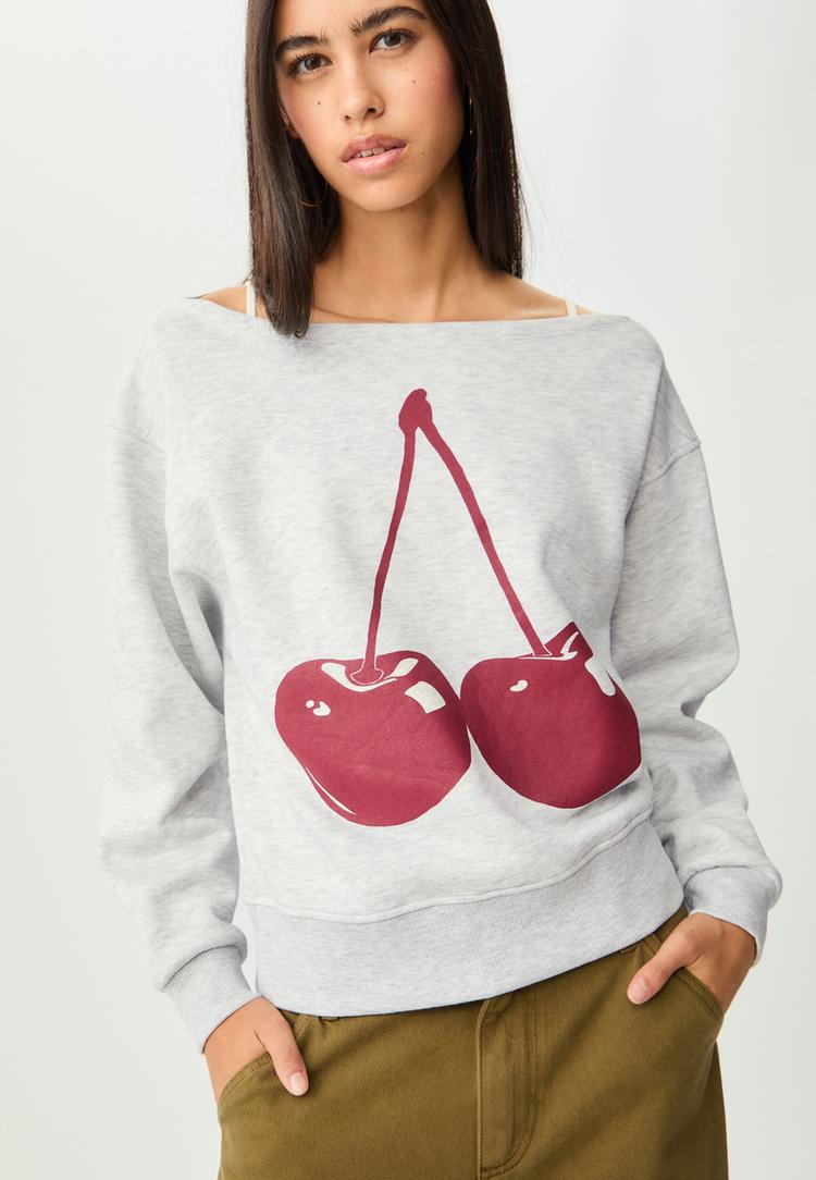 cherry print sweatshirt