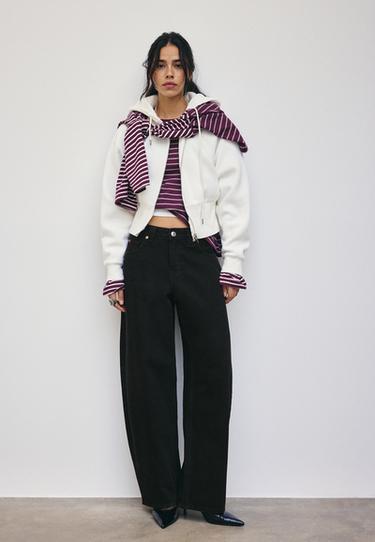 Zip-up sweatshirt with hood — Ecru 2