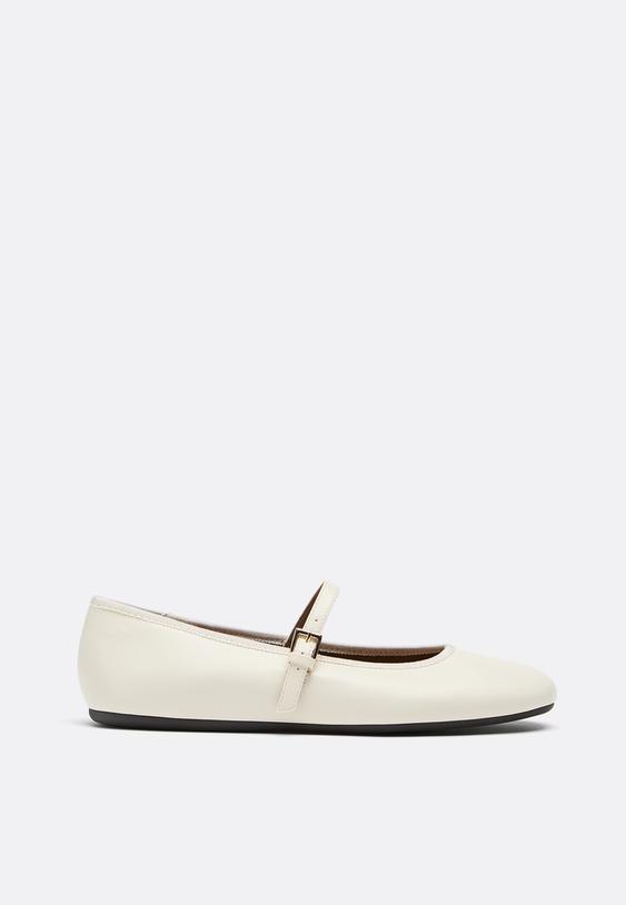Stradivarius Basic Mary Jane Ballet Flats Ecru 6