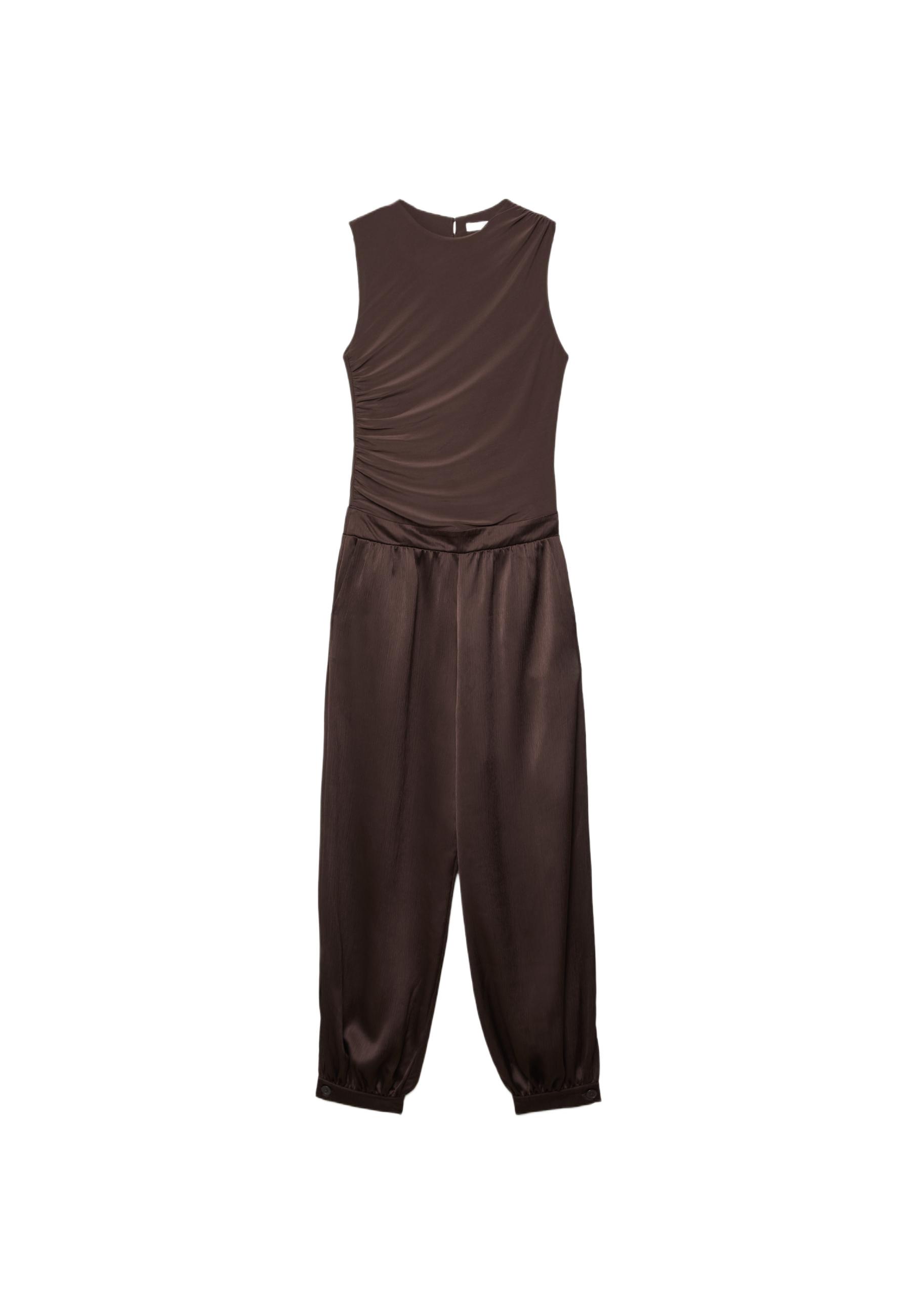 Satin halter jumpsuit — Brown