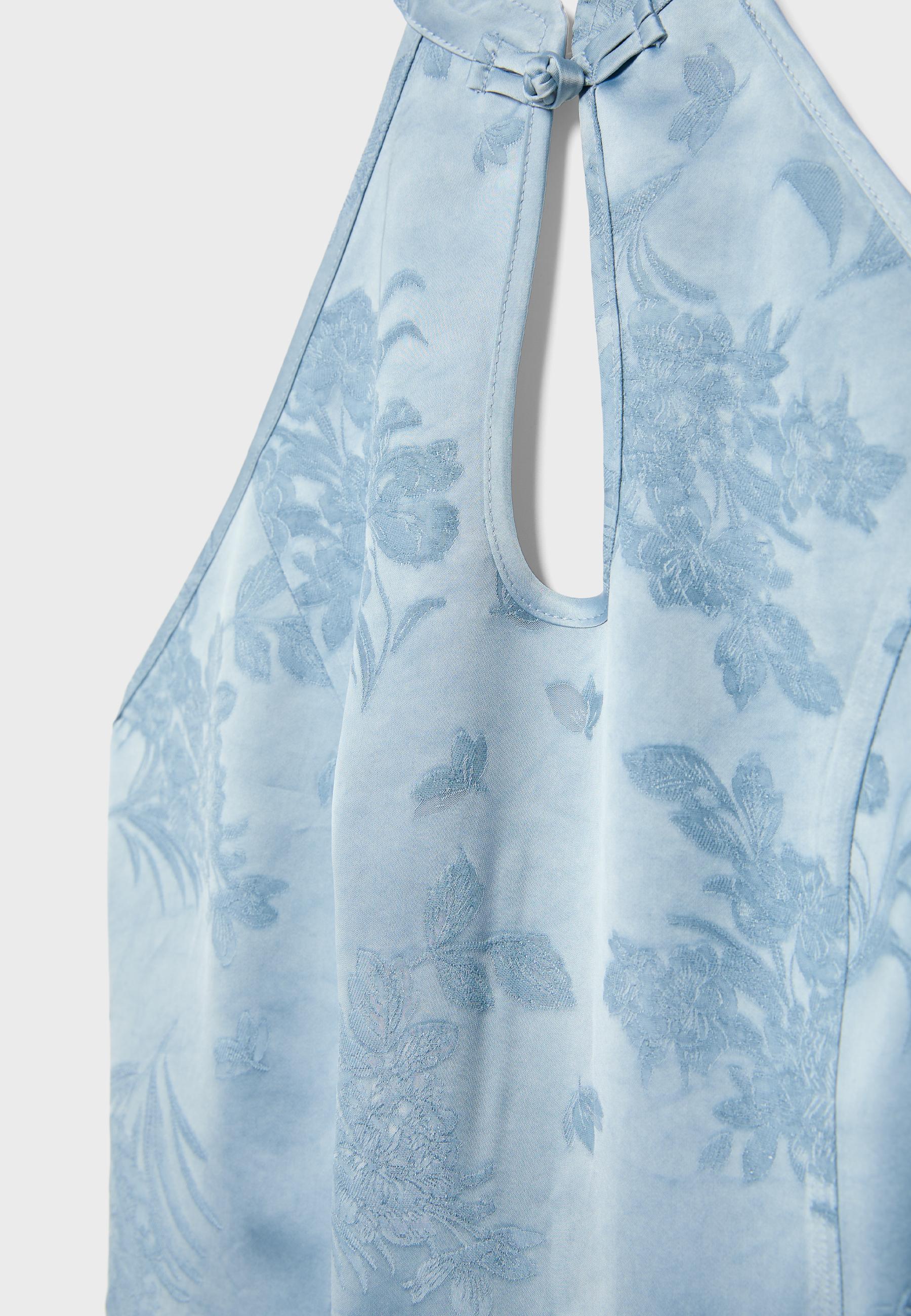 Short satin qipao dress — Sky blue