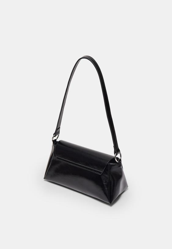 Stradivarius Mini Rectangular Bag With Large Flap Black Os