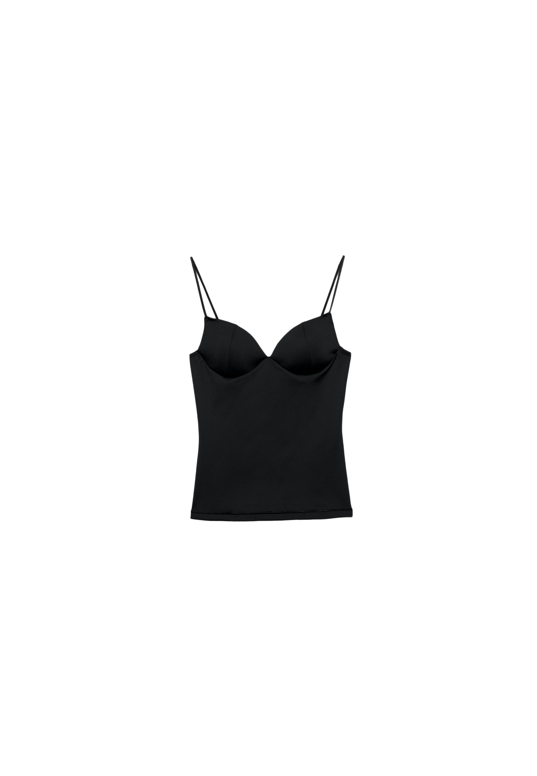 Corsetry-inspired top — Black