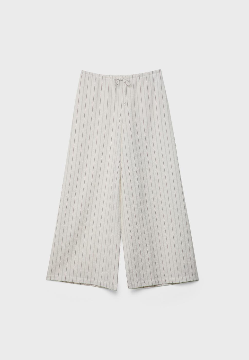 Pantalon fluide long rayures