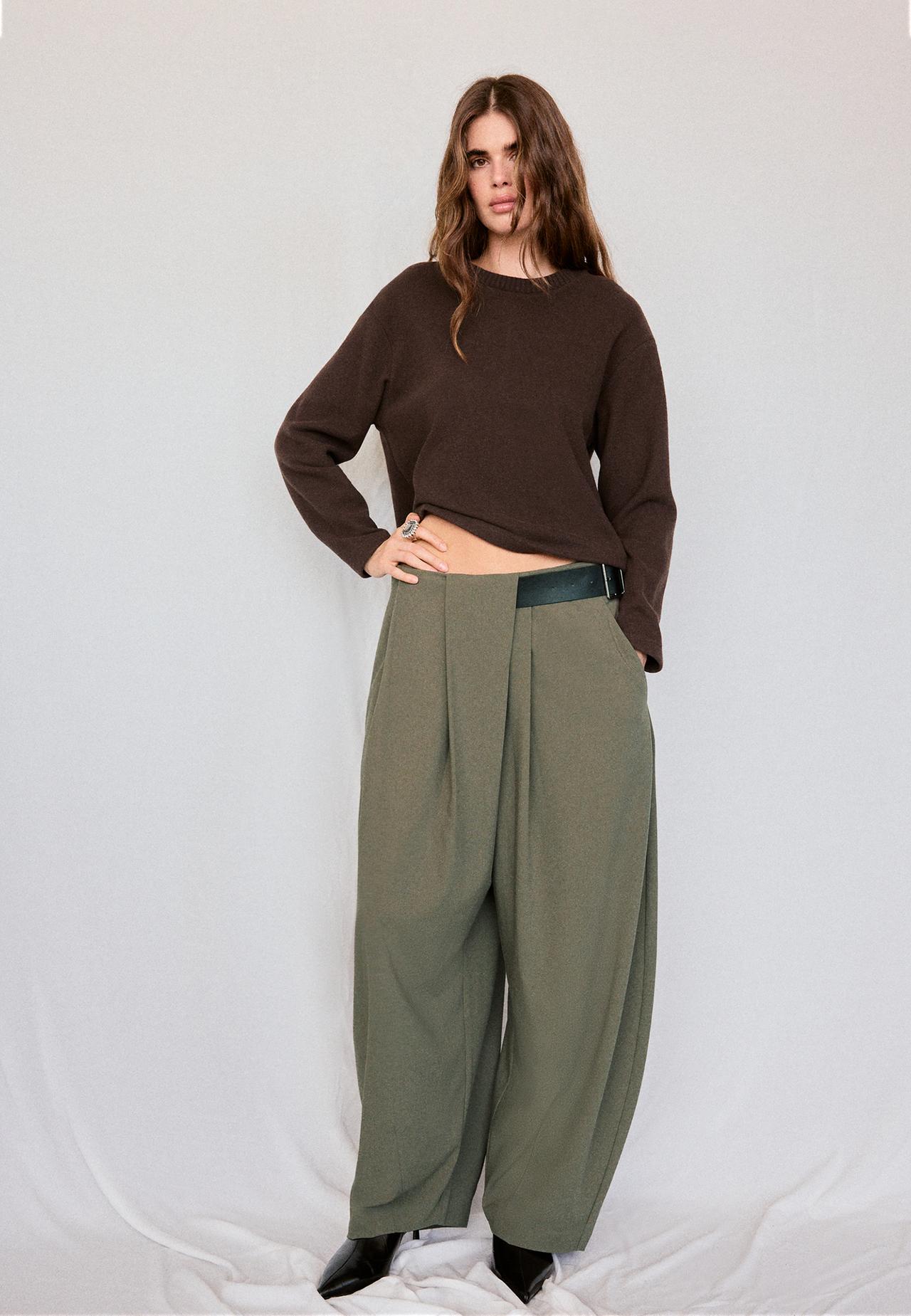 Knit round neck T-shirt — Brown
