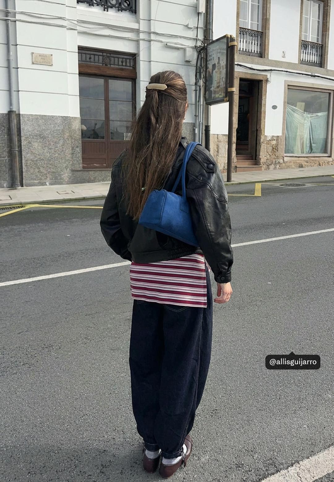 Faux suede bowling bag — Blue