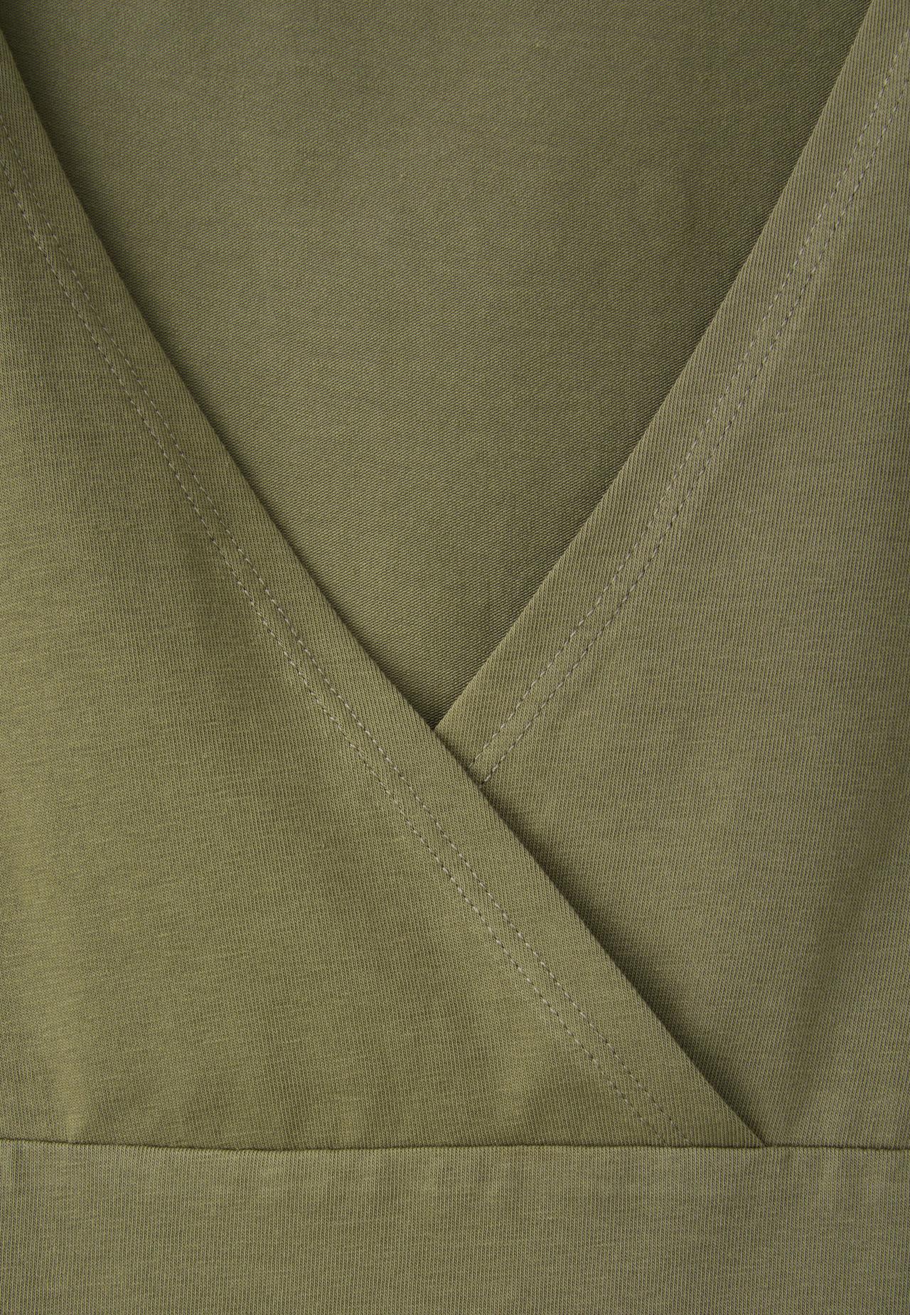 Short sleeve under-bust top — Khaki