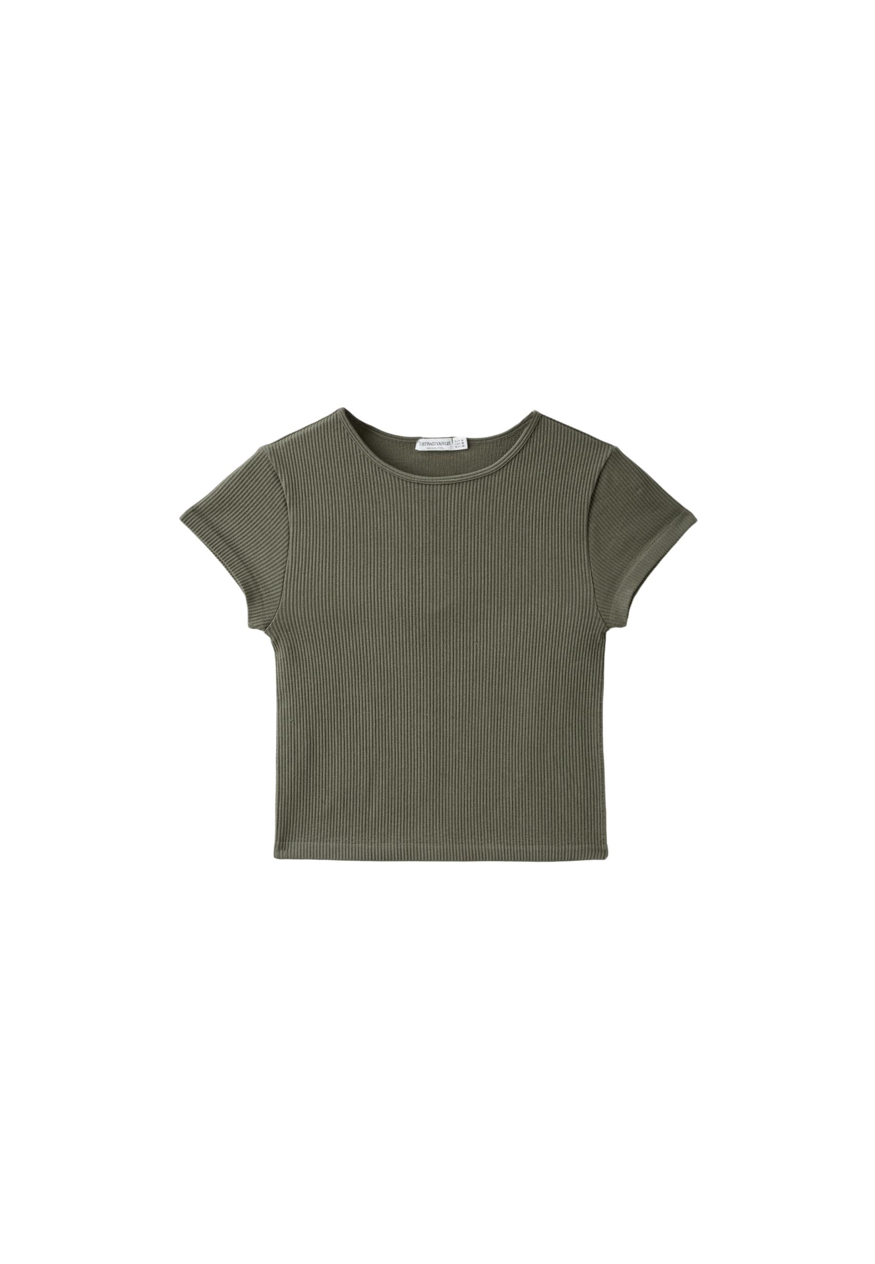 Seamless cropped T-shirt — Khaki