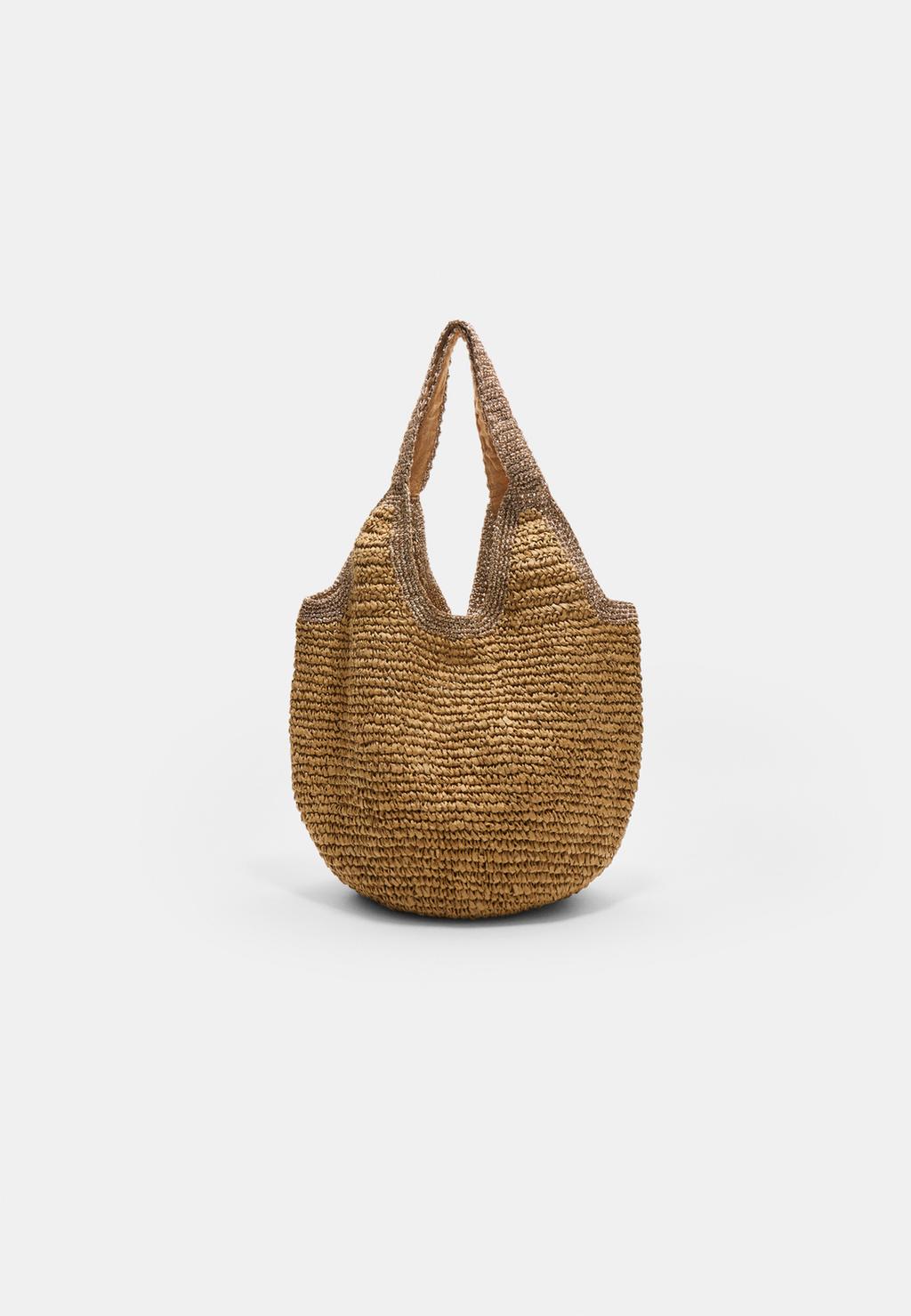 Shimmery raffia-style shopper bag