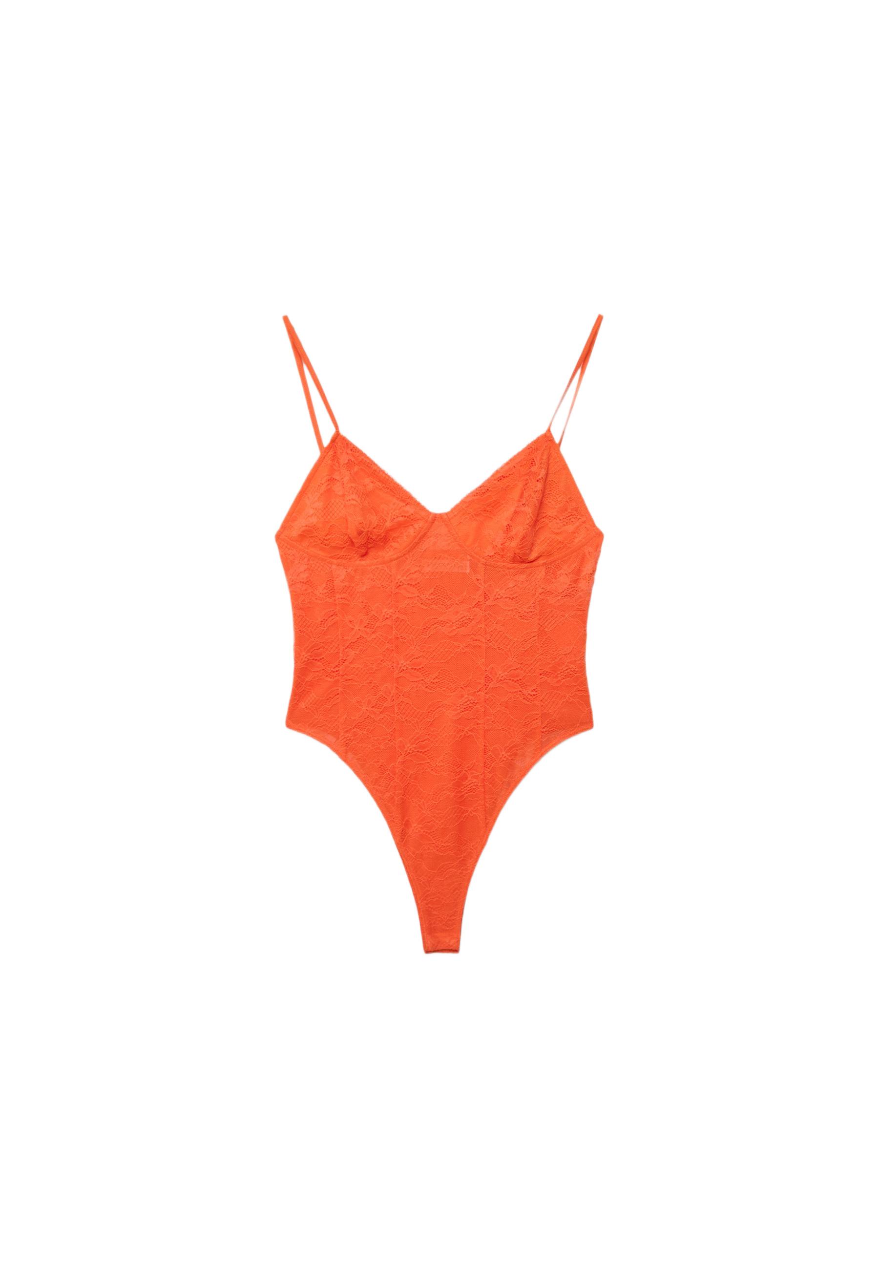 Lace strap bodysuit — Orange