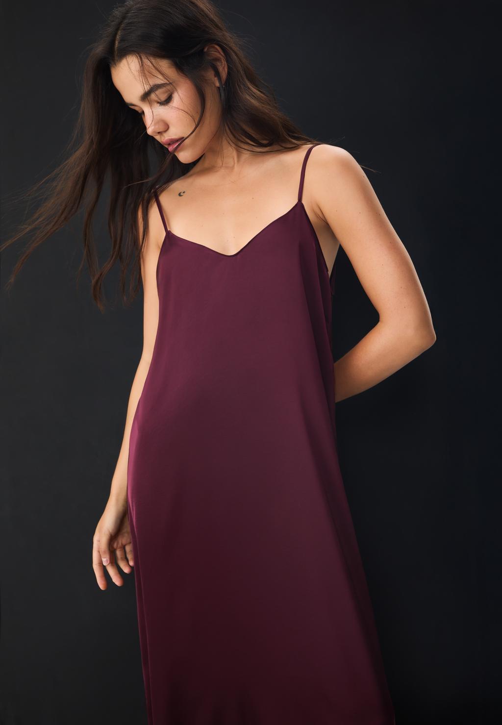 Long flowing satin dress