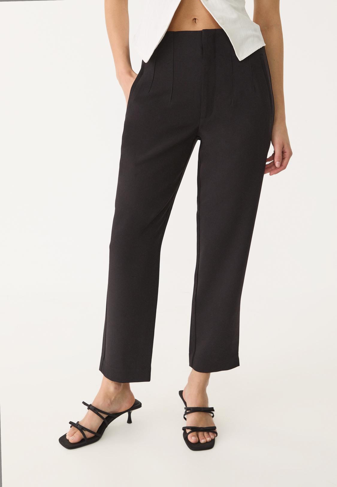 Pantalon De Vestir Talle Alto Mujer Tiro Alto Pantalon Chino Negro