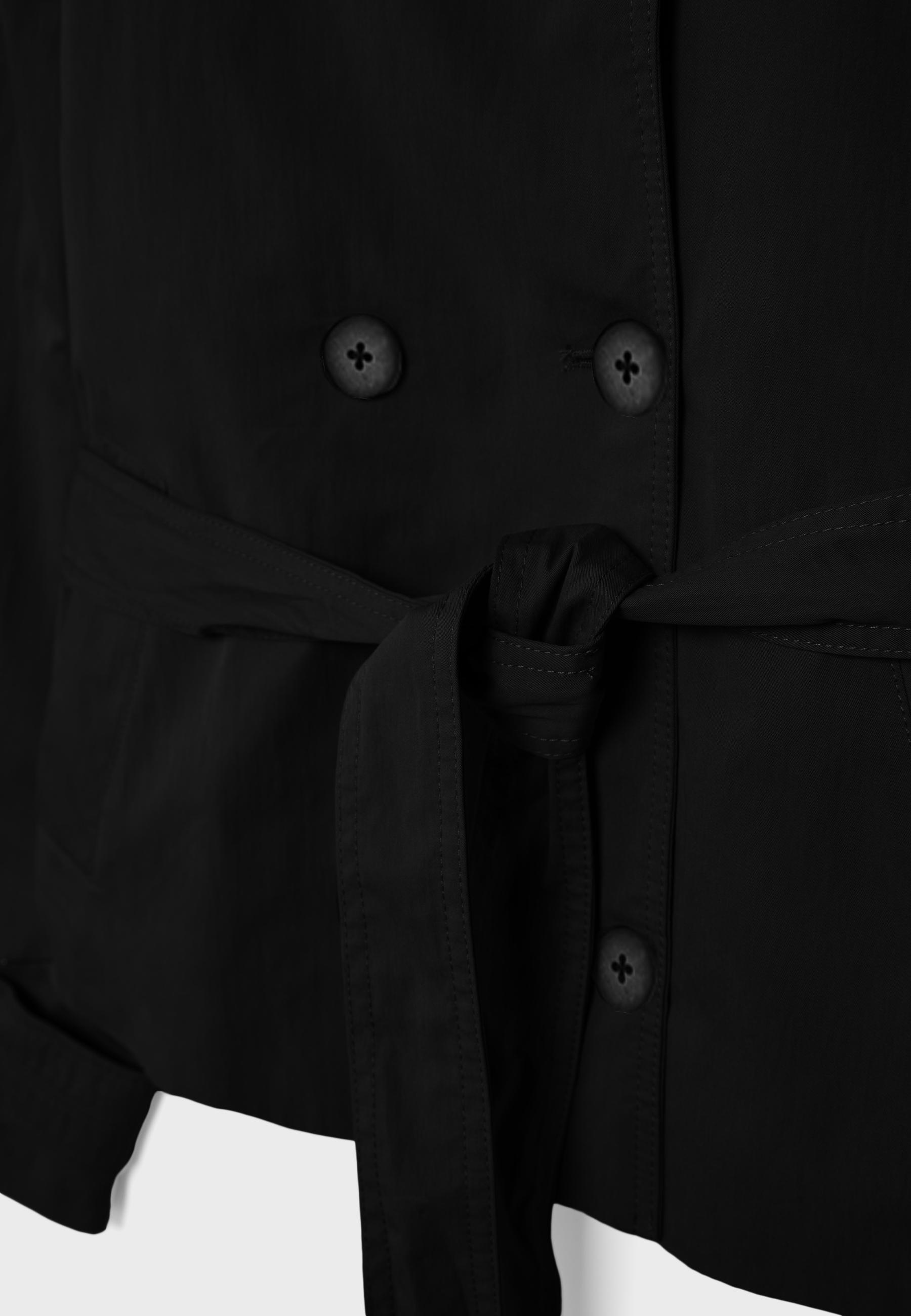 High neck belted trench coat — Black