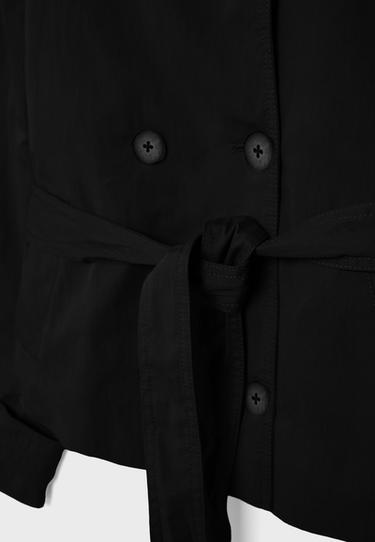 High neck trench coat with belt — Black 10