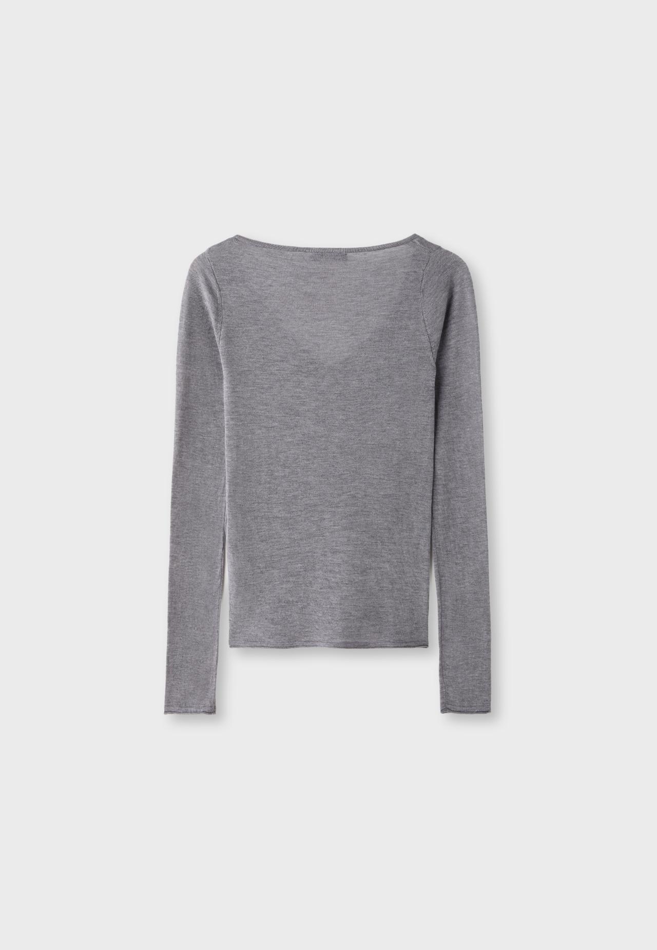 Basic wool and silk V-neck sweater — Grey melange