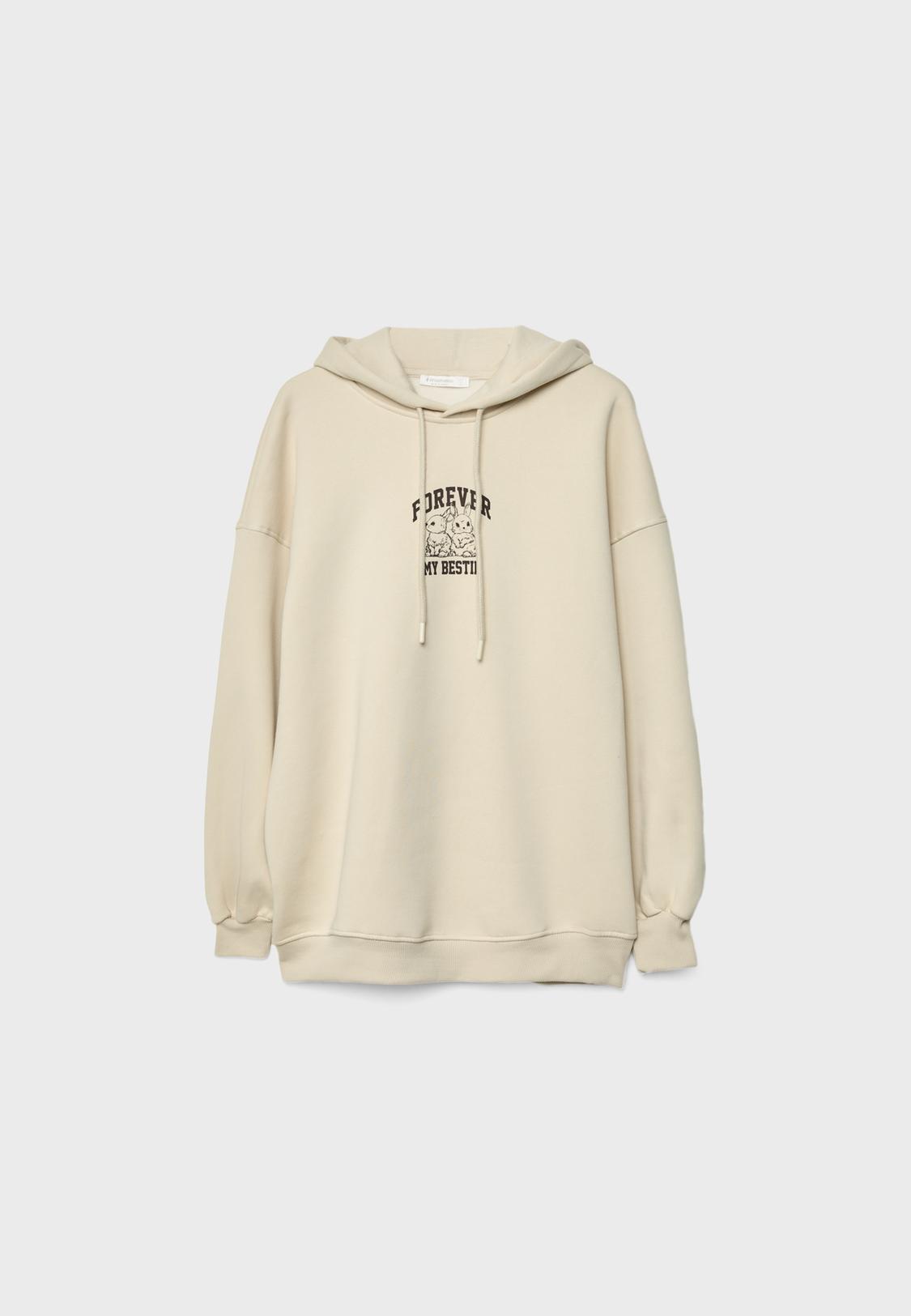 Sweat à Capuche Femme Basique - Coton Stretch - Couleur Beige - Décontracté Et Confortable