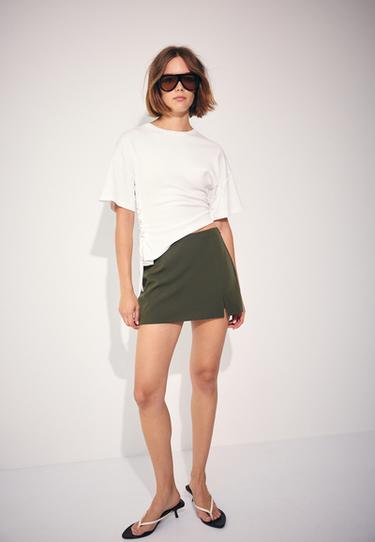 Side split skort — Khaki 2