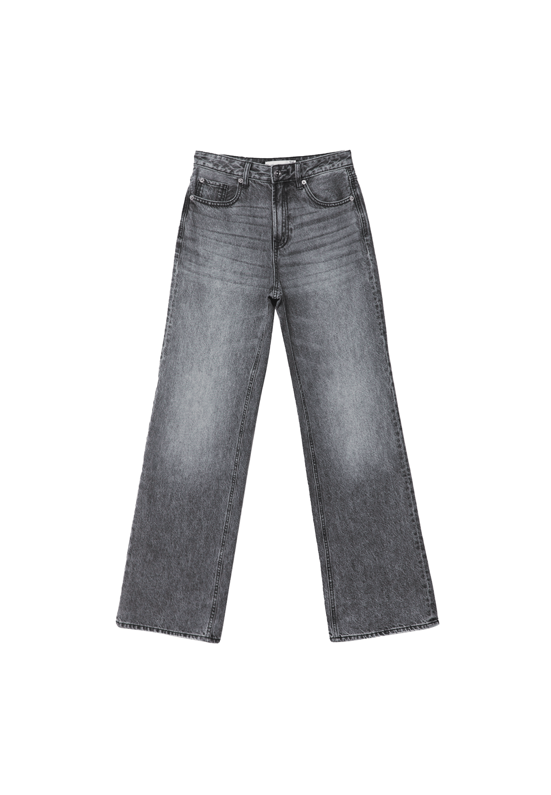 D92 Ripped straight wide-leg jeans — DARK GREY DENIM WASH