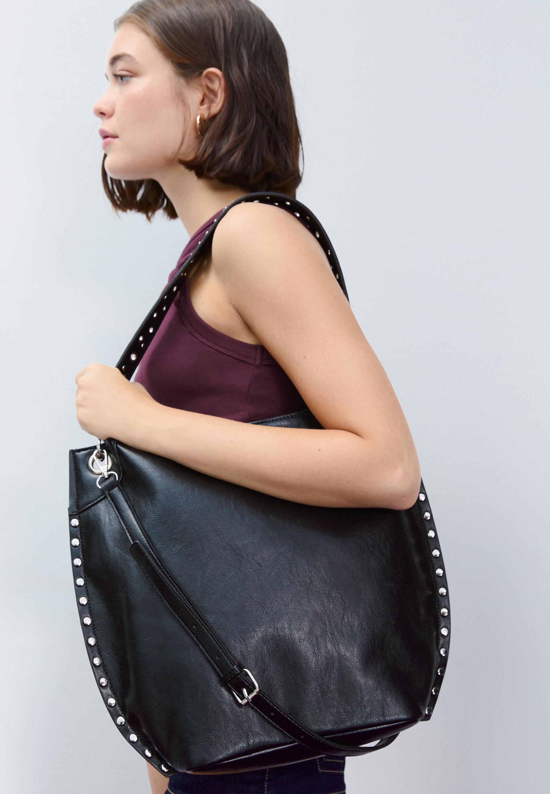 Studded shoulder bag with strap - Women's fashion