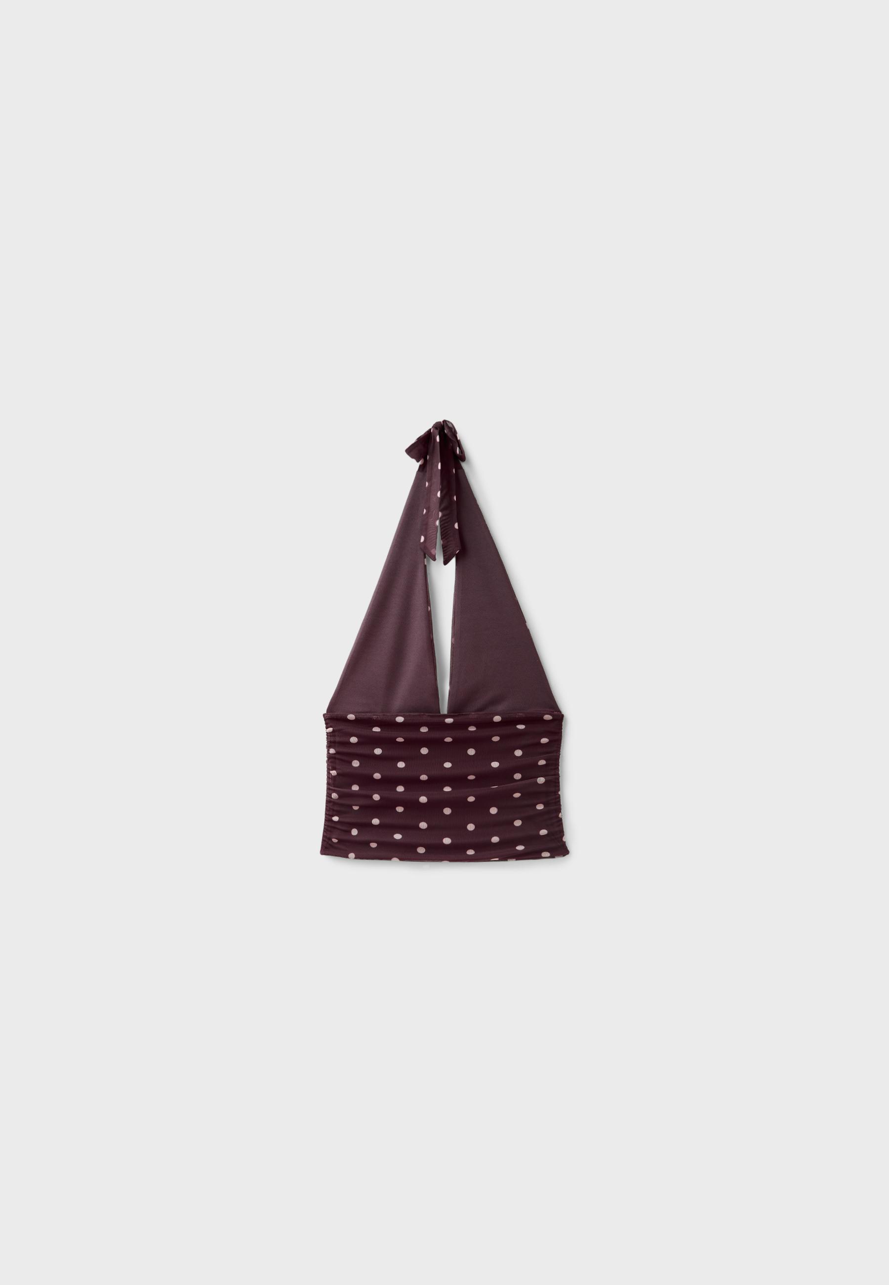 Polka dot mesh halter top — Purple