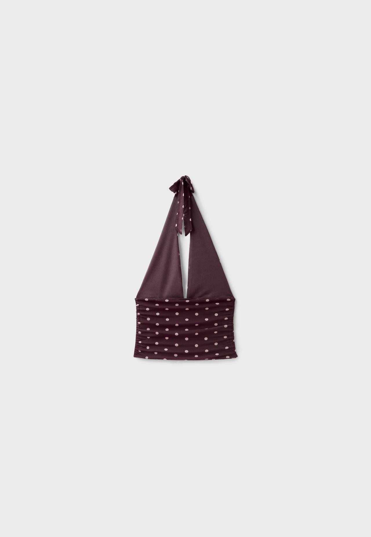 Polka dot mesh halter top — Purple